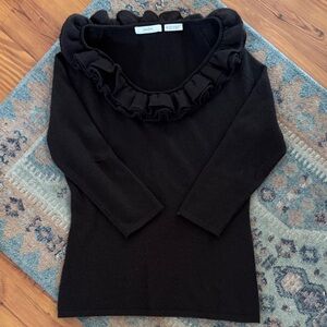 Neiman Marcus Cashmere Brown Ruffled Cowl Sweater